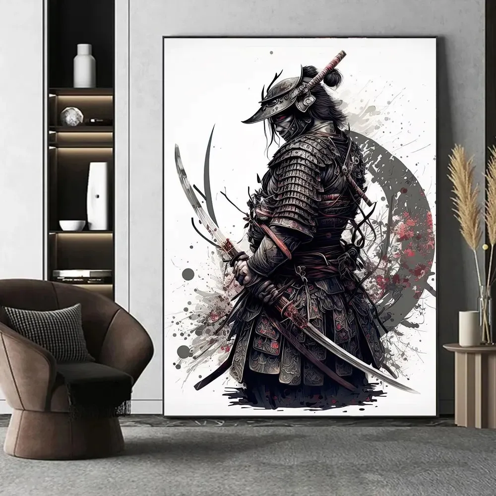 Japanese Samurai Abstract Posters and Print Knight Assassin Canvas Painting Wall Art Pictures for Living Room Bedroom Home Decor