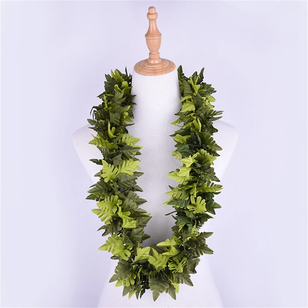 50 teile/los 110 CM Künstliche Seide Farn Lei Hawaiian Halskette Party Dekoration Frauen Tragen Hula Dance Leis