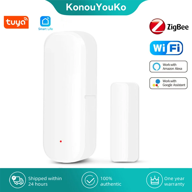 Tuya ZigBee WiFi Door Window Sensor Detector Home Security Protection Alarm System Smart Life Control Works with Alexa Google