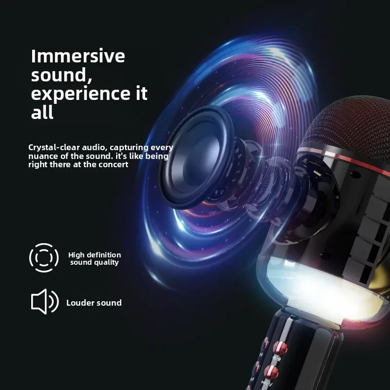 Integrated microphone Microphone with lighting Professional wireless singing Home singing Portable microphone