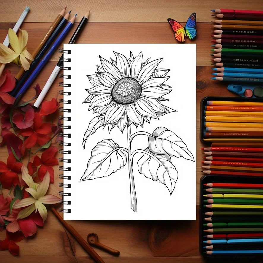 Verdure Coloring Book - 22 Pages 8.3 X 11.2 Inches Stress Relief & Positive Thinking Emotions Design for All Ages