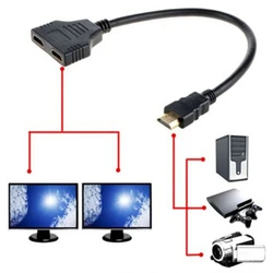 HDMI-compatible Splitter Adapter 1 In 2 Out HDMI- Male to Dual Female 1 to 2 Way Converter for HDMI-compatible LED TV