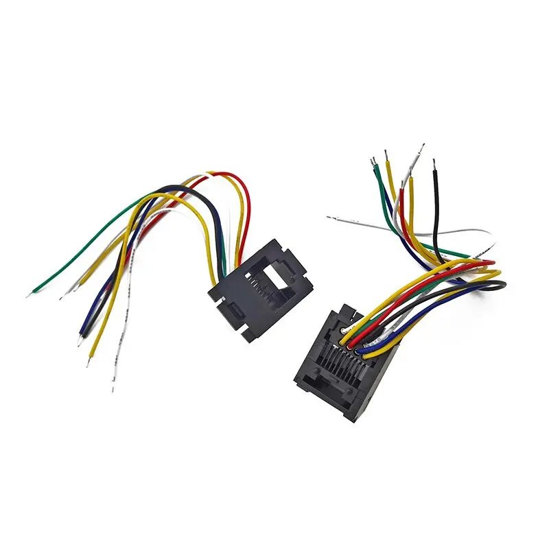 10PCS 641D wired socket with 8P8C RJ45 network socket interface. Network cable connector plug and socket. Cable length: 150mm.