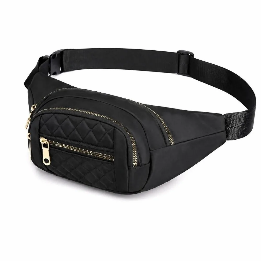 Adjustable Strap Crossbody Fanny Pack Zipper Pockets Large Capacity Waist Belt Bag Lightweight Portable Oxford Fabric