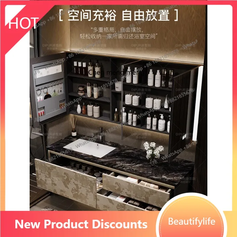 

A13 Bathroom cabinet combination hotel wind washstand hand washbasin Italian minimalist luxury stone high-end villa customizatio