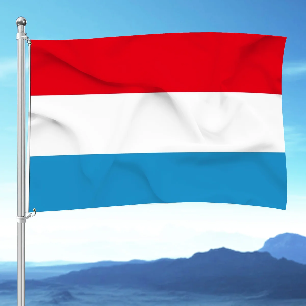 

1pc Luxembourg National Flag, 3x5 Ft, Durable Polyester Fabric National Flag Banner with Brass Grommets, Patriotic Decoration