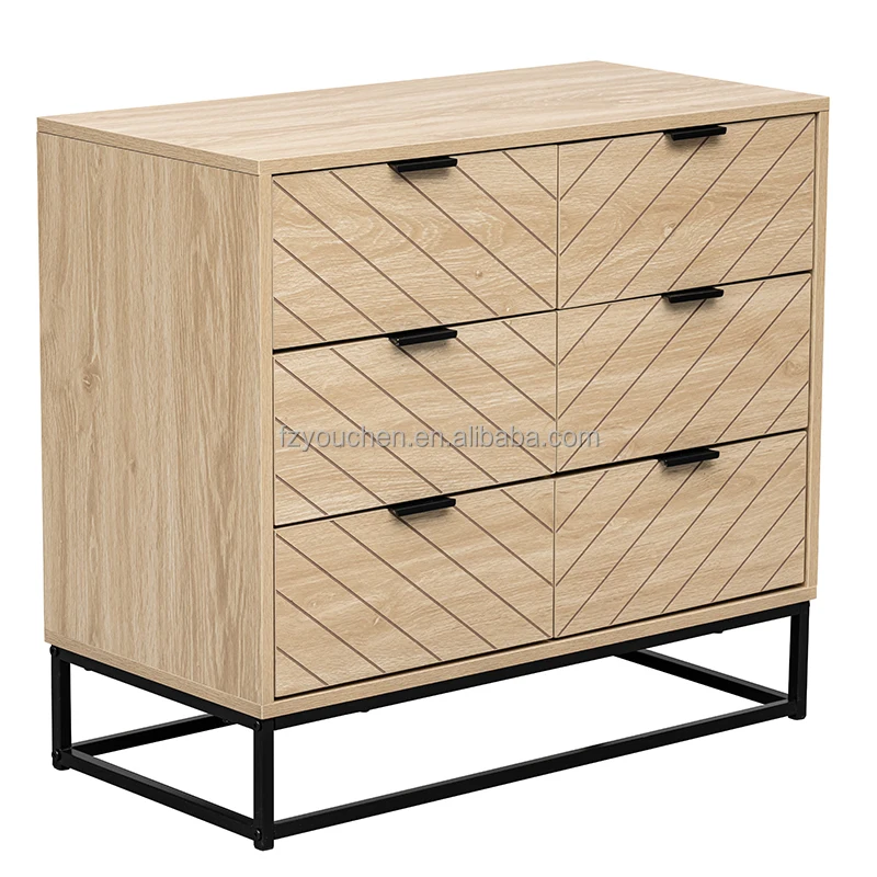 xx-Modern 6 Drawer Bedroom Dresser Oak Wood Living Room Cabinets*