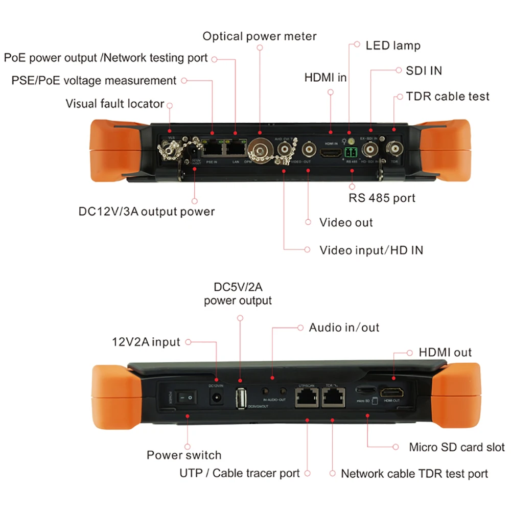 Imagem -04 - Testador de Câmera ip de Polegadas x9 Cctv Monitor 4k Ahd Tvi Cvi Sdi Tudo em Câmera Analógica Iptv 12mp Testador Monitor Entrada Saída Hdmi