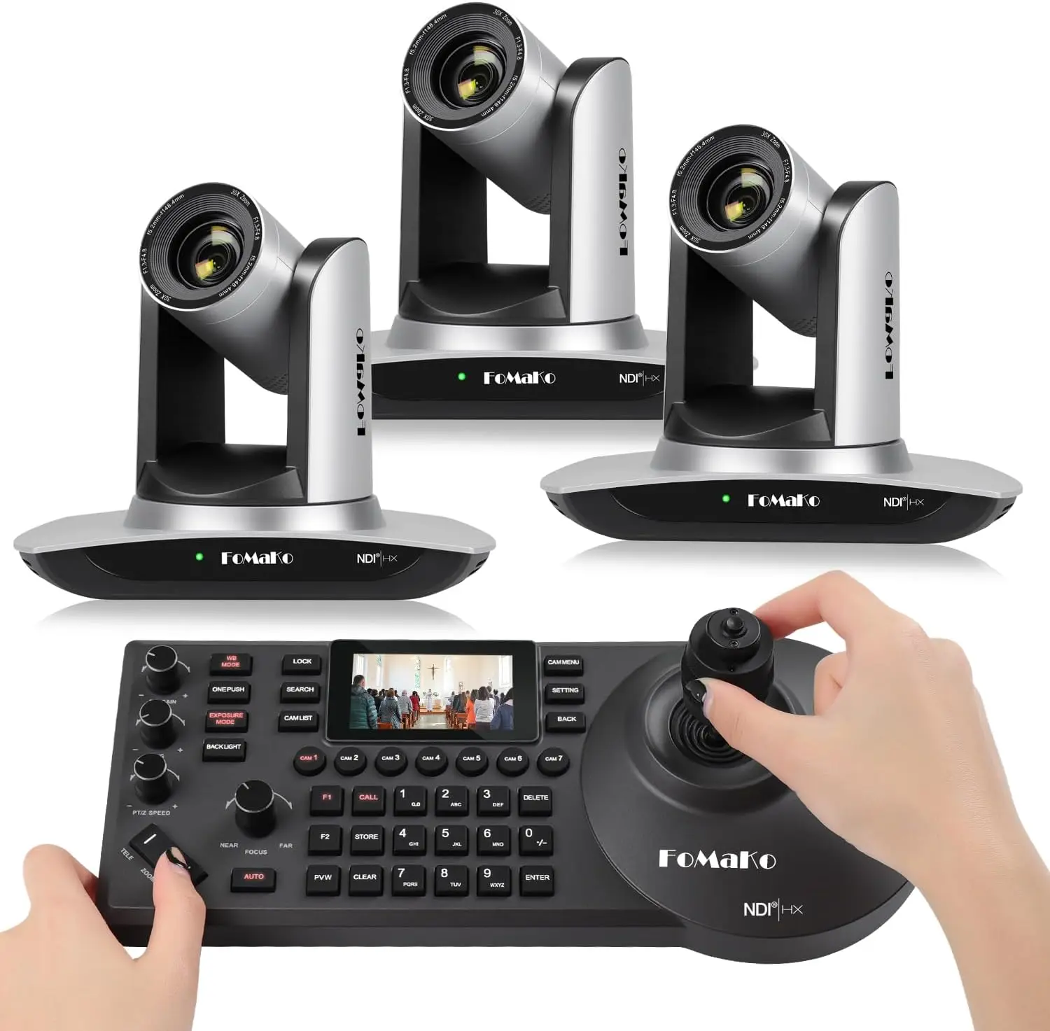 FoMaKo NDI Camera 30x Optical ZoomAI Auto Tracking HDMI PTZ Camera for Church Sports Events Football Basketball Live Streaming