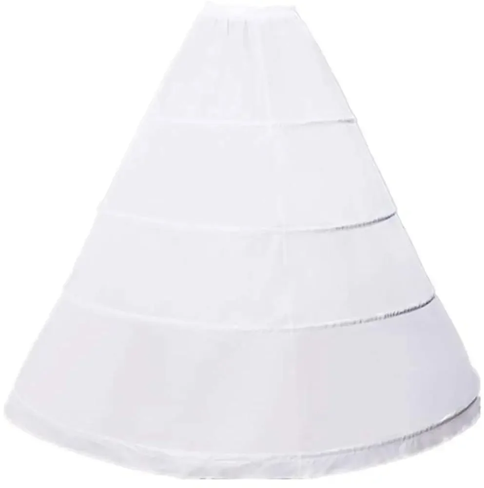 

Women's 4-Hoop A-Line Floor Length Wedding Petticoat Underskirt Crinoline White