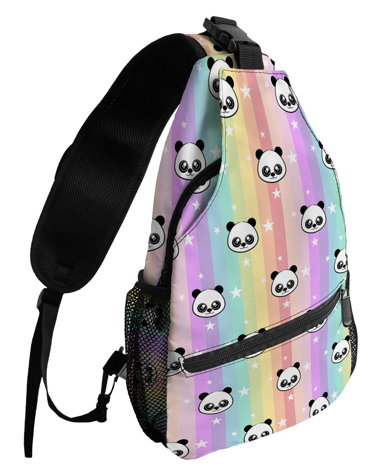 Cartoon Animal Panda Star Rainbow Stripes borsa a tracolla per uomo borsa a tracolla sportiva Casual borsa a tracolla impermeabile da viaggio da donna