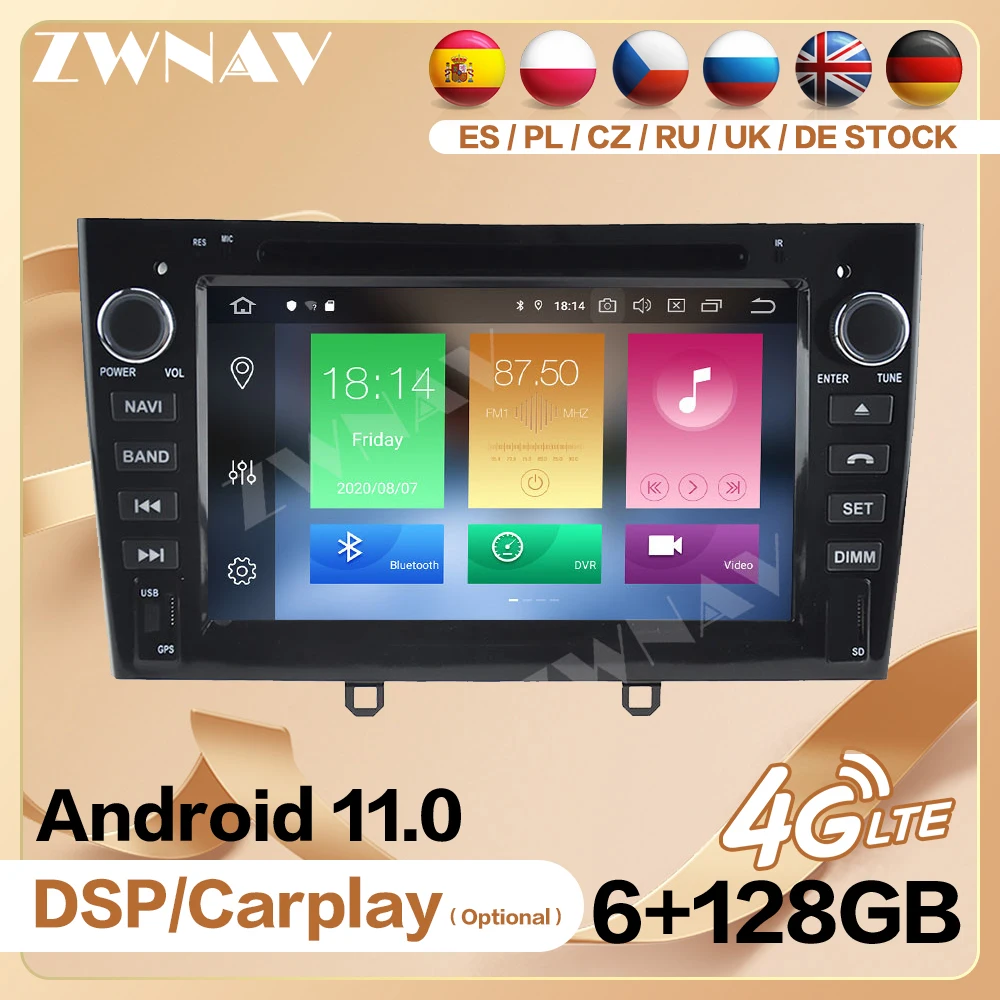 2 din For Peugeot 408 2007 2008 2009 2010 Android 11.0 Multimedia player Screen video audio Radio GPS navi head unit auto stereo