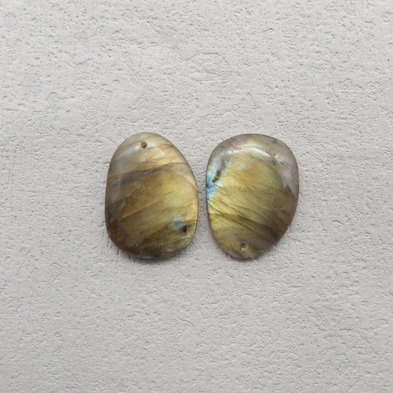 

Natural Stone Labradorite Front Drilled Earring Beads 25x18x5mm 7.9g Semiprecious Jewelry DIY Crafts Accessory