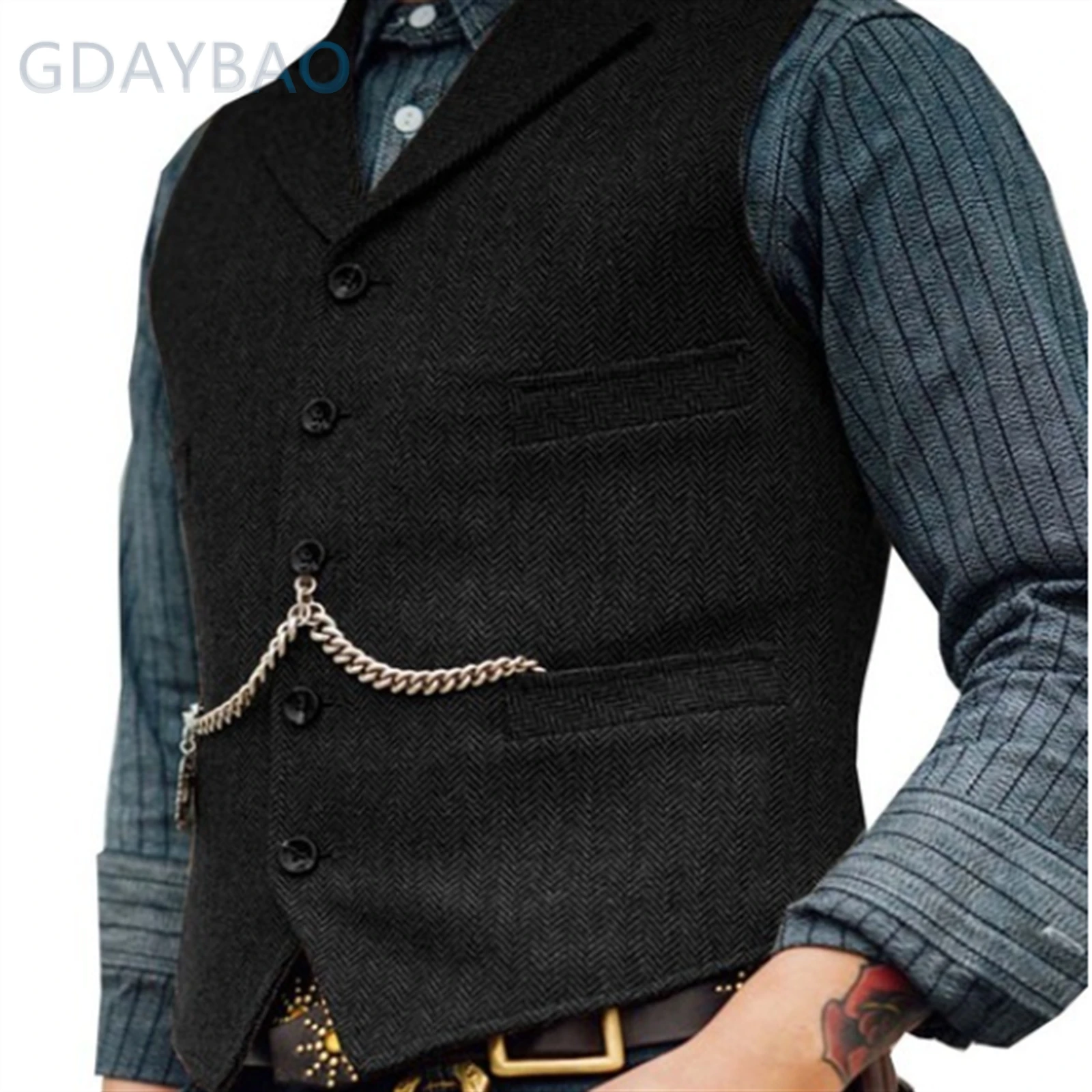 2023 Suit Vest Brown Wedding Wool Tweed Business Waistcoat Jacket Casual Slim Fit Gilet Homme Vests For Groosmen Man Wedding