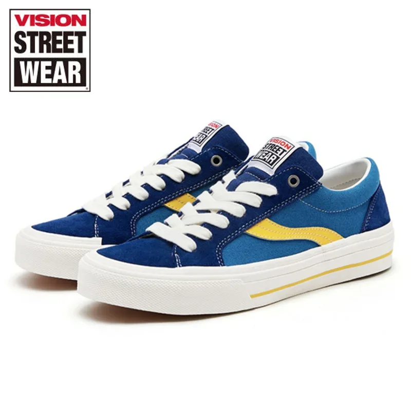 Sapatos de lona de camurça retrô para homens e mulheres, tênis de borracha preta Low Top, skate esportivo, visão, sapatos de skate unissex