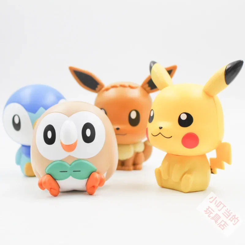 Gashapon Assembled Doll Toy Piplup Rowlet Pikachu Eevee Model Anime Figures Collection Ornaments Kids Gifts