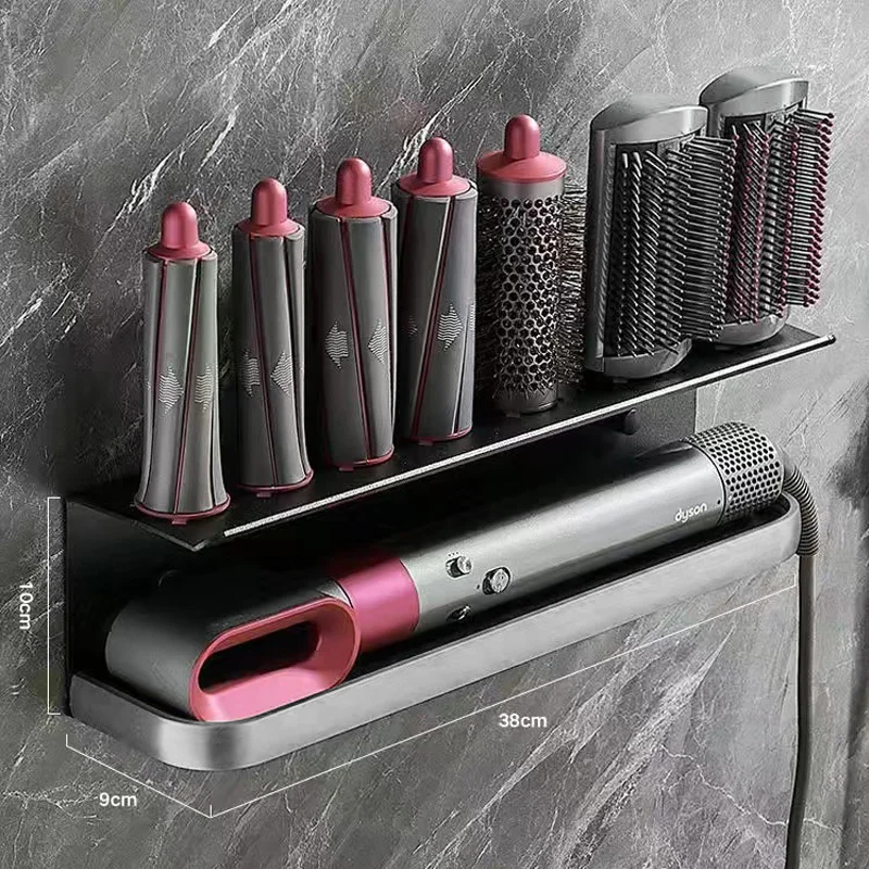 for Dyson Hair Curler Storage Rack Holder Hair Dryer Storage Hair Styler Holder Wall Hanging Free Hole Shelf Bathroom Accessorie