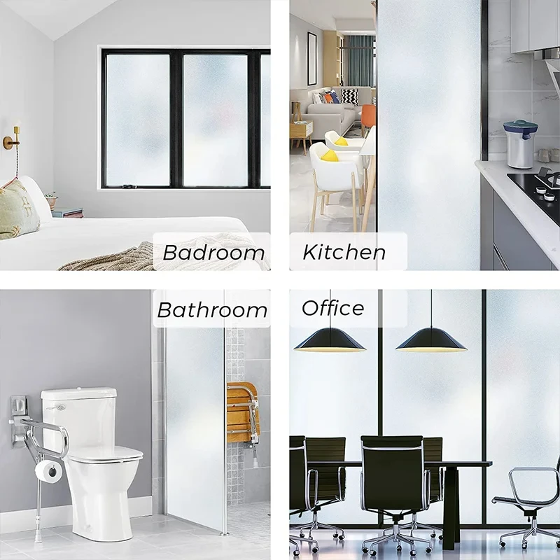 Frosted Static Cling Window Privacy Film No Glue Pure Matte Window Film For Office Bathroom Shower Door Screens Glass Stickers