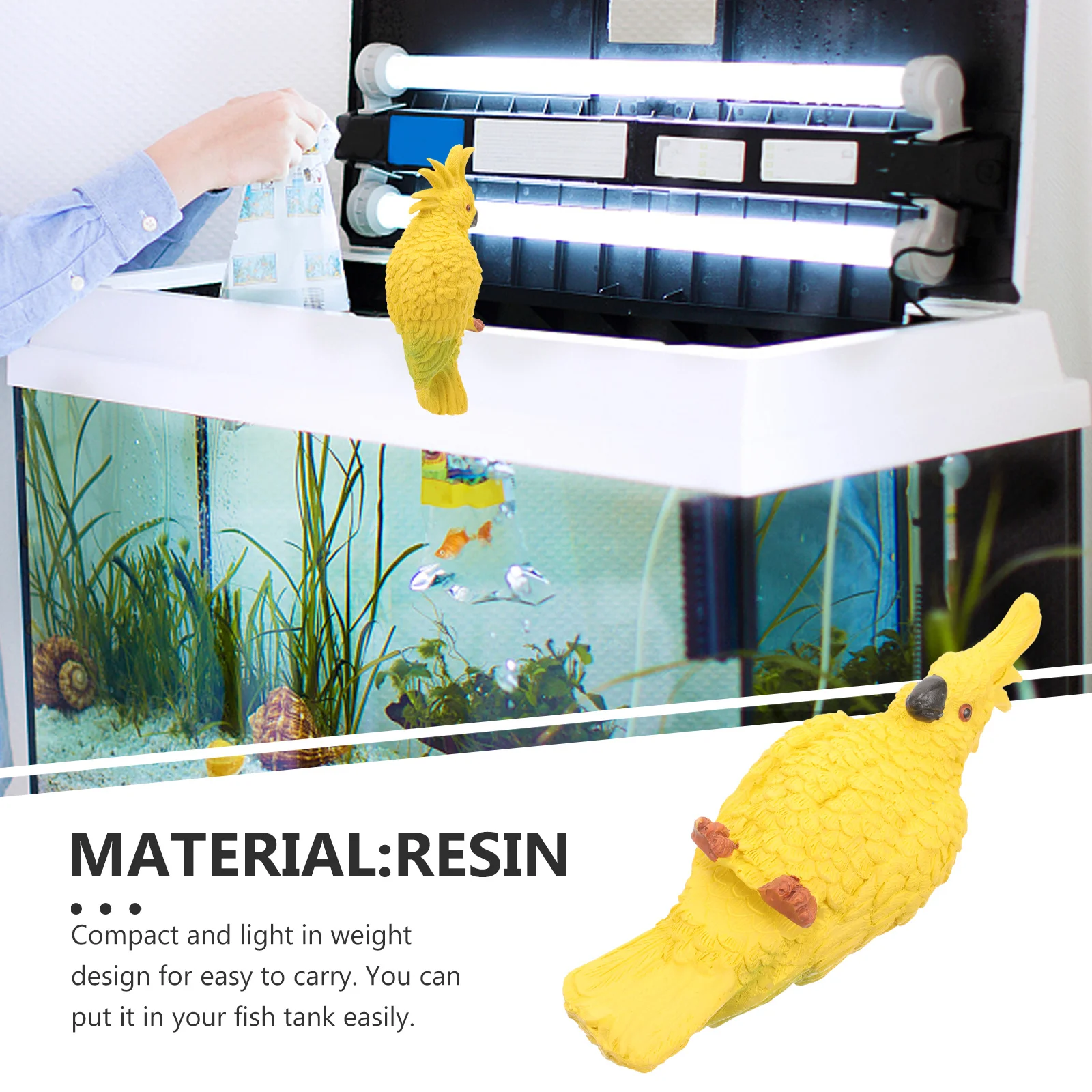 

Fish Hanging Ornament Cartoon Parrot Statues Landscape Parrot Adornment Aquarium Decoration Miniature Bird Garden Adornment