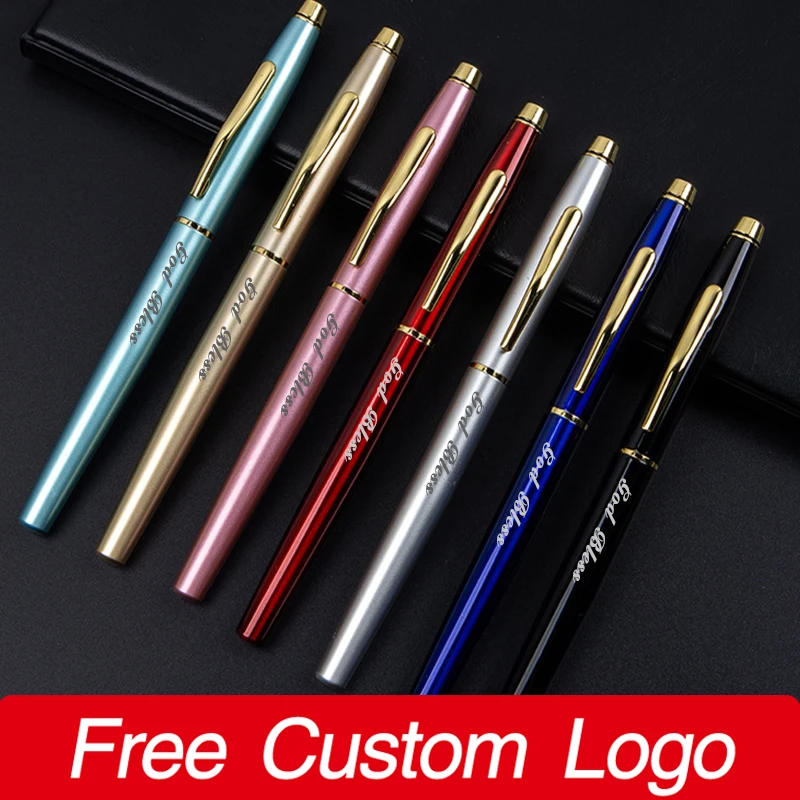 Customized LOGO Simple Metal Fountain Pens Personalized Engravable Advertising Gifts & Souvenirs Pen For Writing Office Supplies