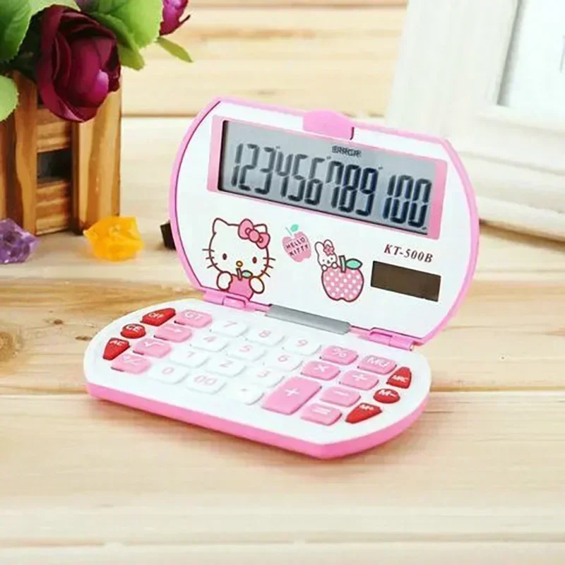 Sanrio-espejo portátil de Hello Kitty Kawaii para maquillaje, espejo pequeño para ordenador, calculadora, Kt, regalo