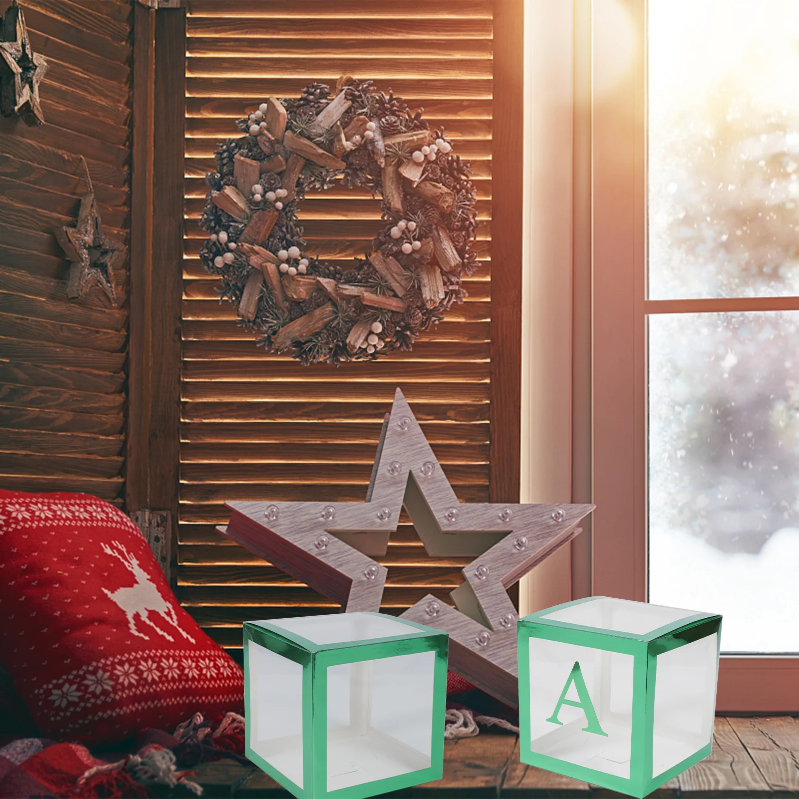 1 مجموعة صناديق بالون عيد الميلاد شفافة عرض الحفلات حالة عيد الميلاد بالون تخزين ديكور مهرجان صندوق عيد الميلاد صندوق الدعامة الطرف