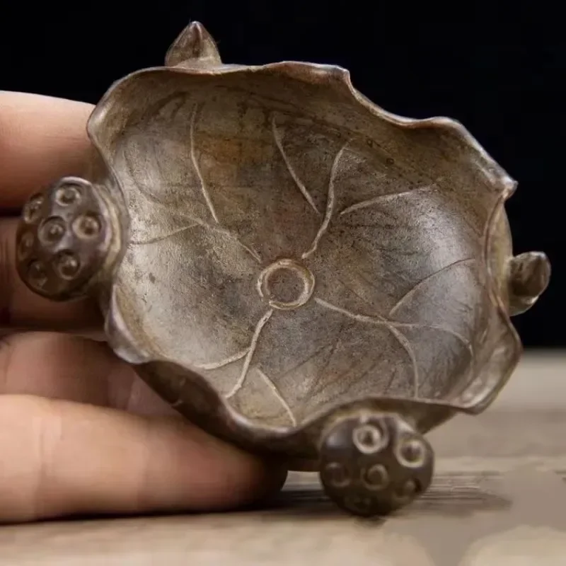 Lotus Leaf Writing-Brush Washer Plate Ashtray Decoration Vintage Old Pulp Study Supplies Decoration Home Incense Holder De