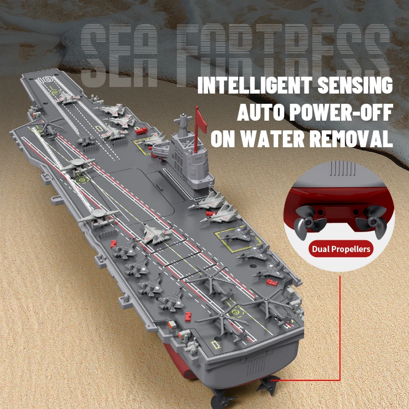 JJRC S19 RC Aircraft 2.4G Remote Control Battleship Boat RC Boat Auto Water Sensor Carrier Boat Toys Gift for Kids Boys