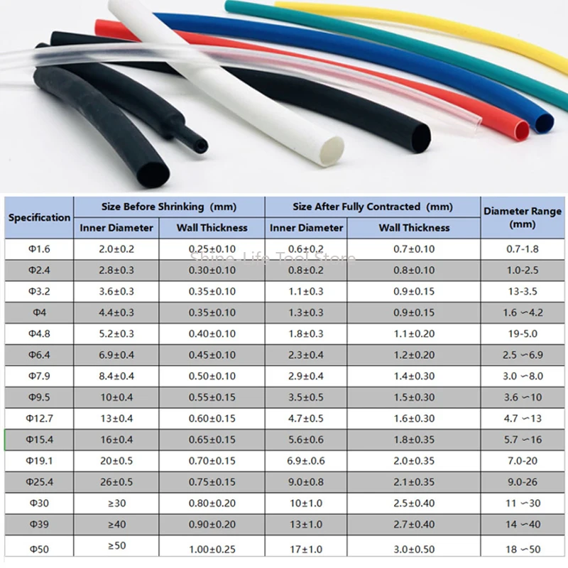 SL 3:1 Ratio Double Wall Heat Shrink Tubing with Glue Dia 1.6mm~15.4mm Wire Cable Protect Sleeve