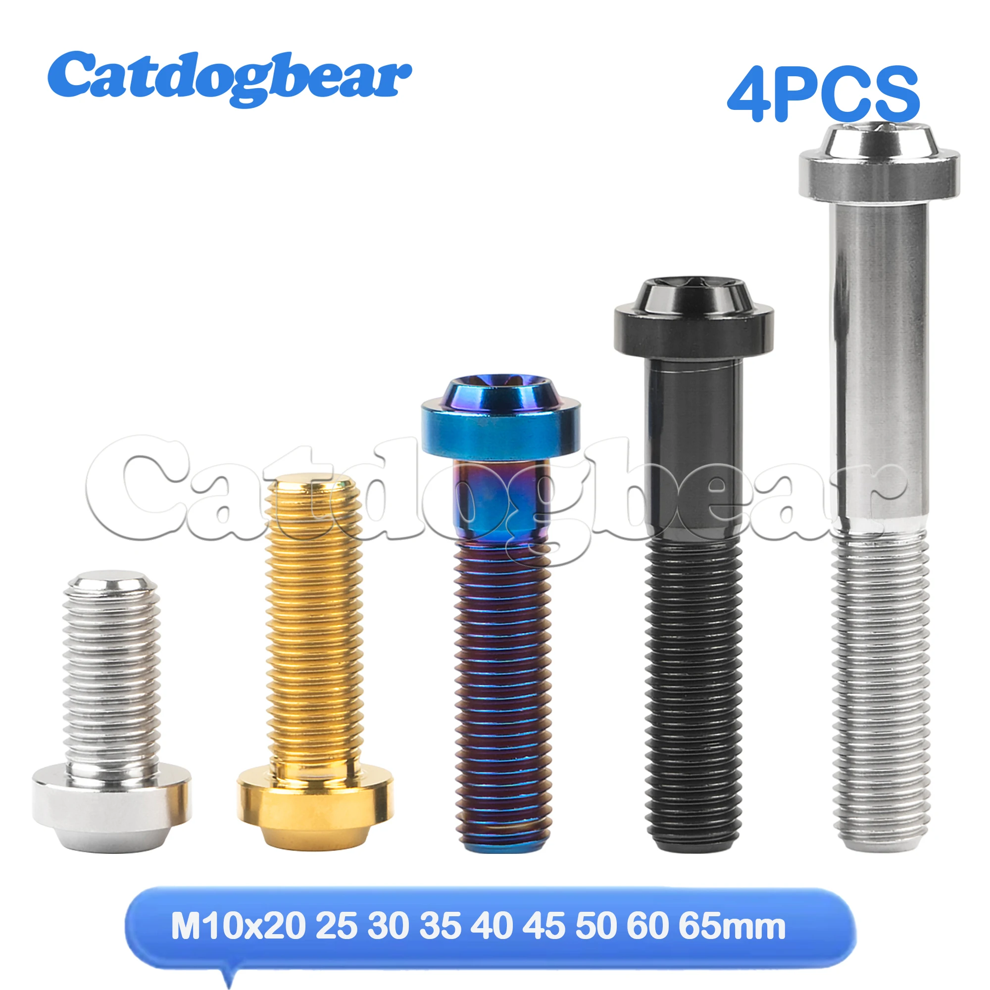 

Catdogbear 4PCS Titanium Bolts M10x20 25 30 35 40 45 50 60 65mm Pitch 1.25/1.5mm T45 Torx Head Screws For Motorcycle Parts