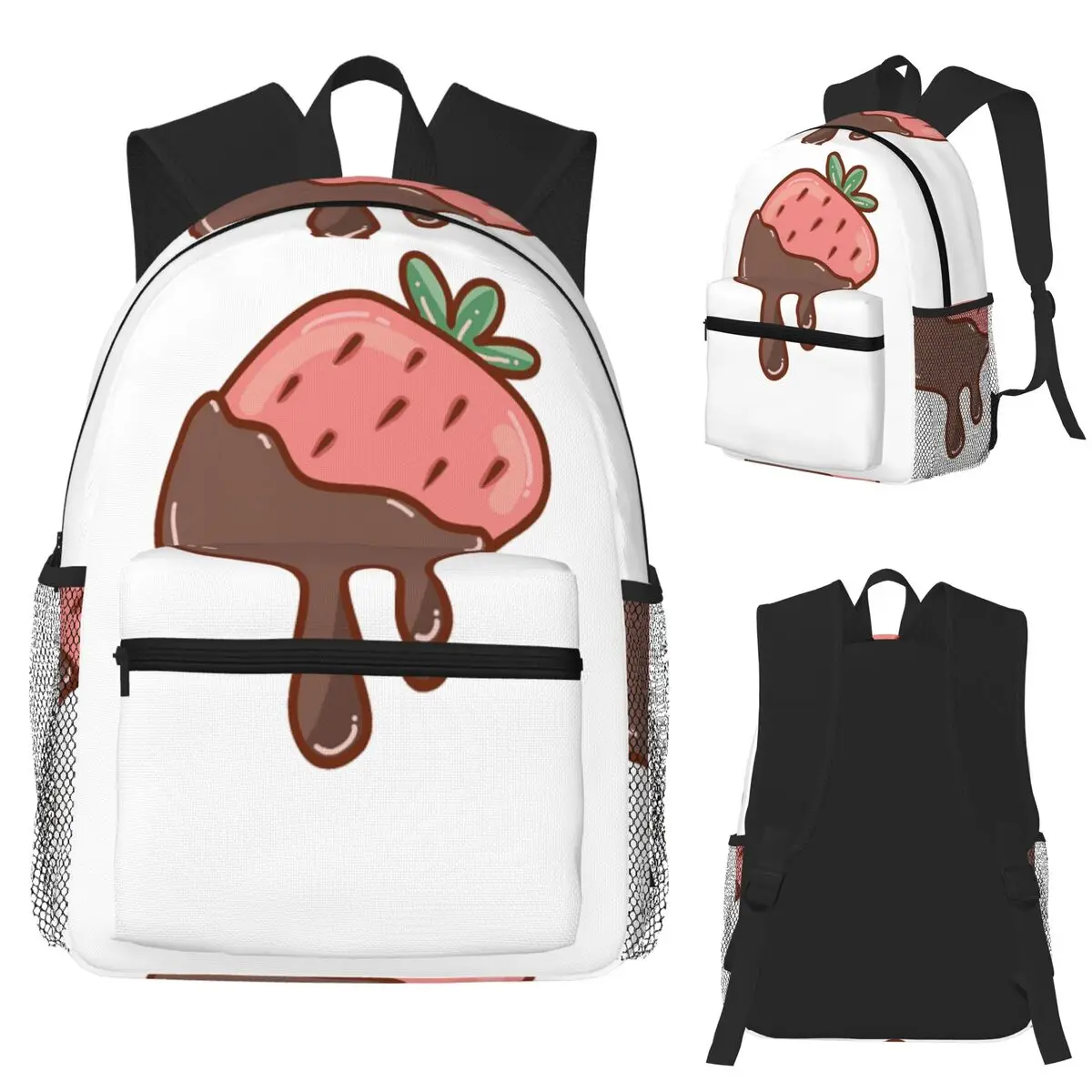 

Chocolate Strawberry Student Backpack School Bag Hiking Travel Daypack for Men Women Fashion Bookbag Shoulder Bags