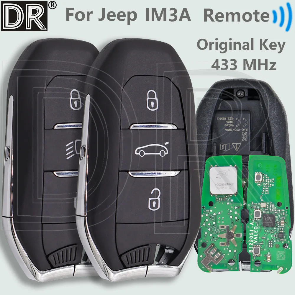 DR Original IM3A 4A Chip A3M15 433MHz Proximity Car Remote Key For Jeep Renegade Avenger 2023