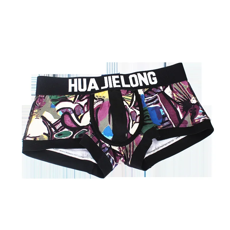 Wangjiang Celana Pendek Boxer Katun Pria Celana Dalam Olahraga Gambar Grafiti Kantong Cembung U Pakaian Dalam Nyaman Sejuk Remaja M-3XL