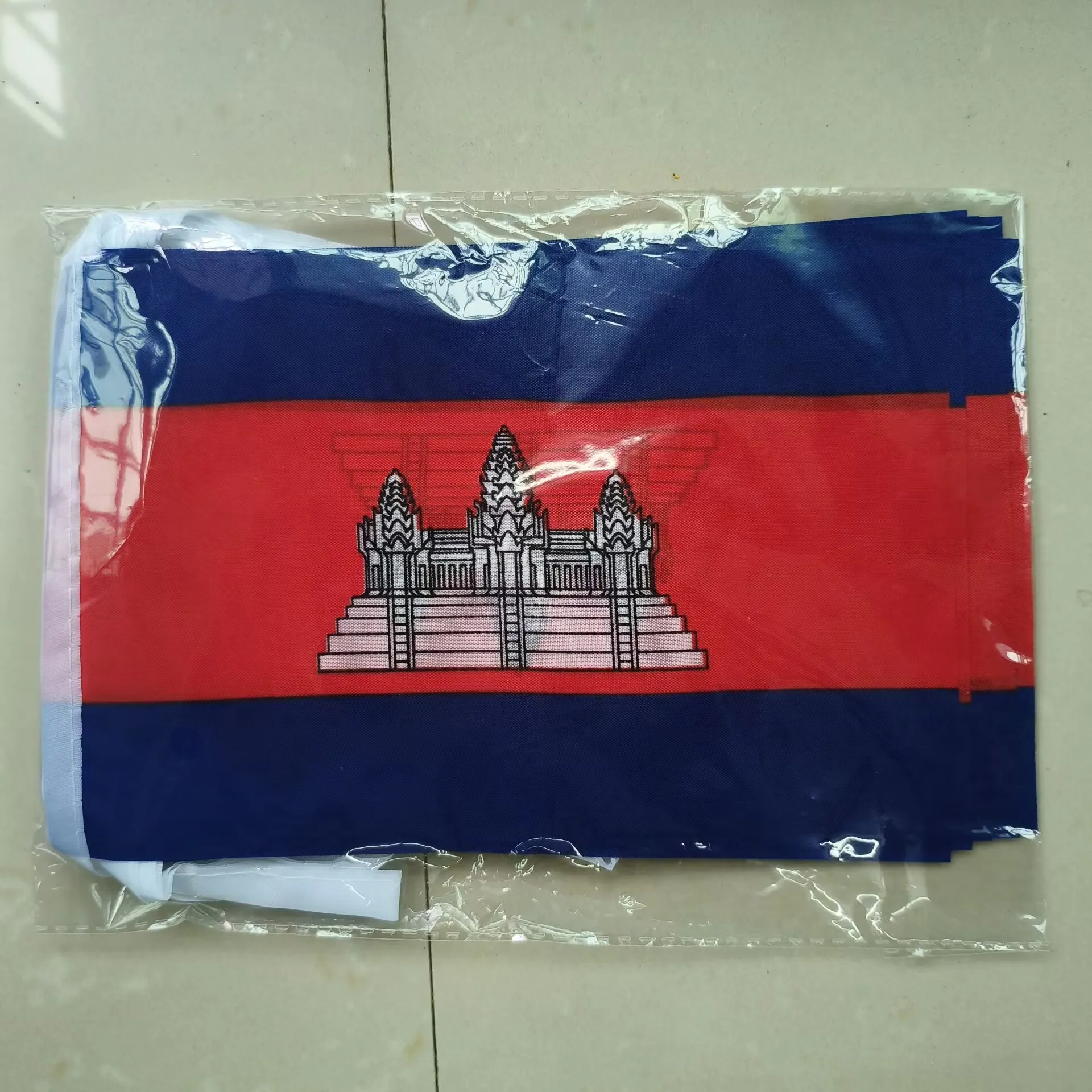 Aerlxemrbrae  20pcs/lot   Cambodia bunting flags 14x21cm Pennant Cambodia String Banner Festival Party Holiday for decoration
