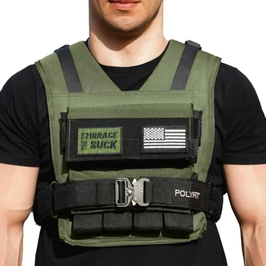 

Регулируемый утяжеленный жилет Polyfit Warrior - 25 фунтов, 35 фунтов, 45 фунтов - Черный нейлоновый жилет с регулируемыми железными утяжелителями для мужчин и женщин