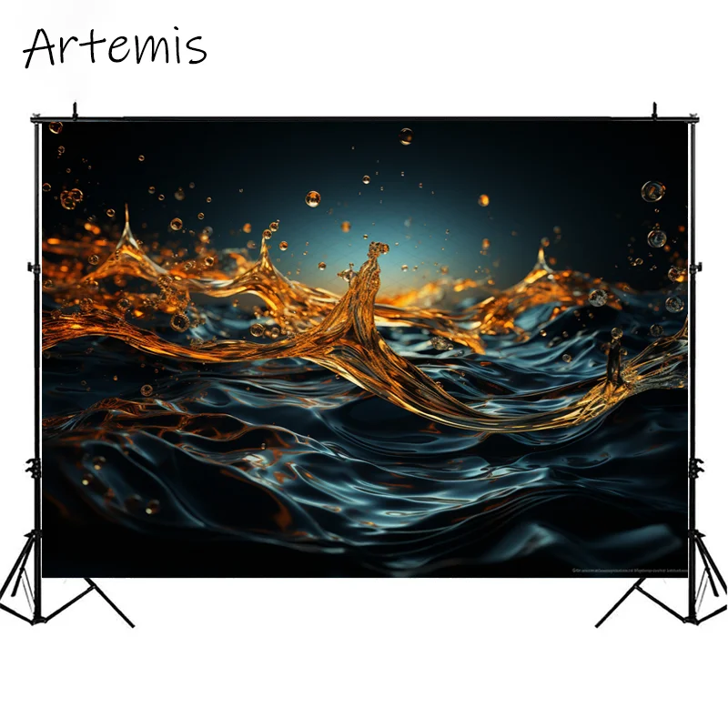 Spring Photography Backdrop Splashing Water Dark Sky-blue Amber Baby Shower Decoration Birthday Portrait Background Photo Studio