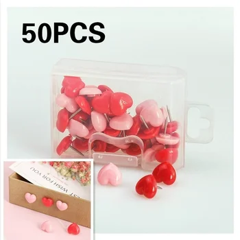 Vendita calda Love Pushpins 50 Pushpins a forma di cuore creativo piccolo fresco testa tonda premere unghie foto a colori unghie Decorative da parete