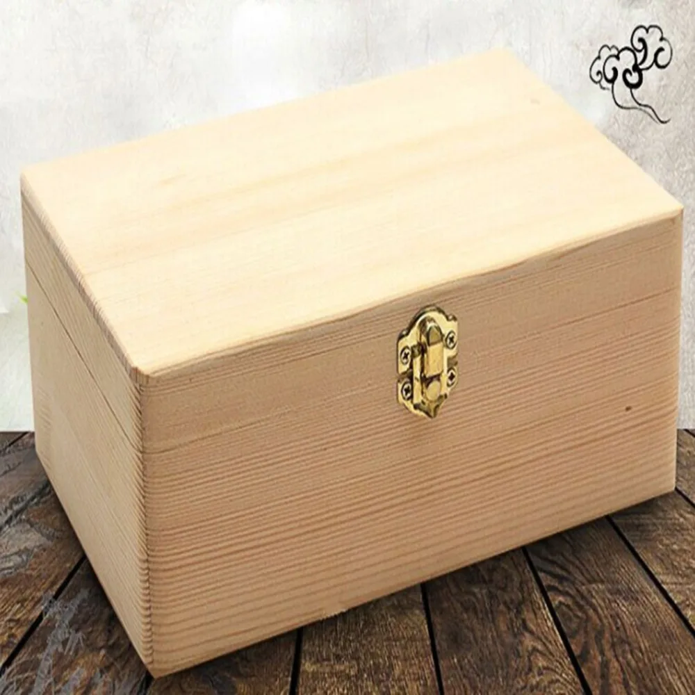 Home Storage Box Natural Wooden With Lid Golden Lock Postcard Organizer Handmade Craft Jewelry Case Wooden Box Casket Best Sale