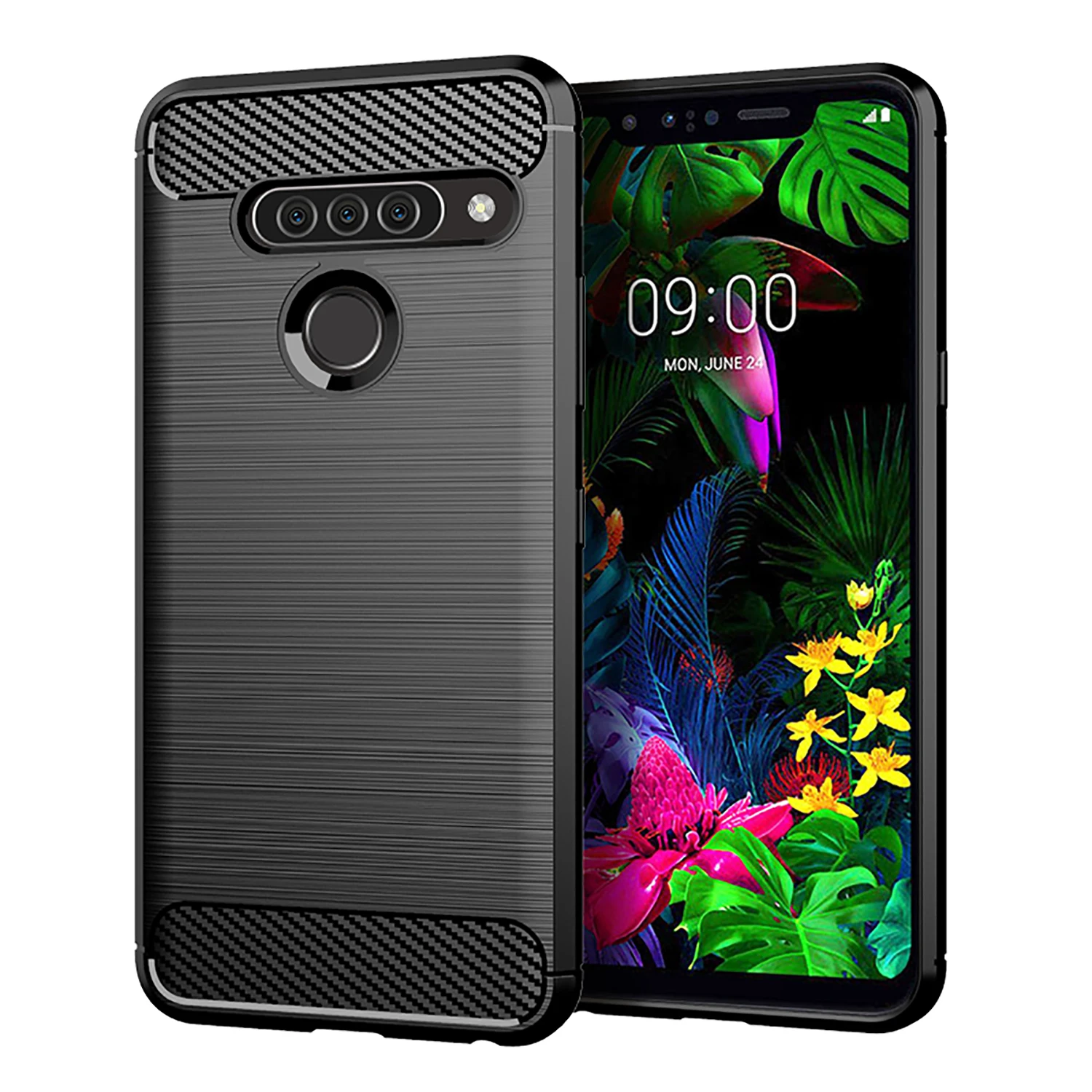 Carbon Fiber Silicone Case for LG G8S Thinq Holder Stand Shockproof Cover for lg g8s thinq LG g8s Brushed Matte Case