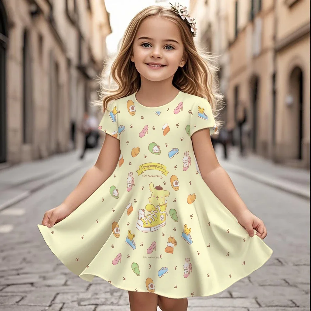 فستان ديزني الجديد بوم بوم بورين كارتوني أنيق للفتيات بطباعة ثلاثية الأبعاد لطيف للأطفال مريح للصيف بأكمام قصيرة للأطفال #1