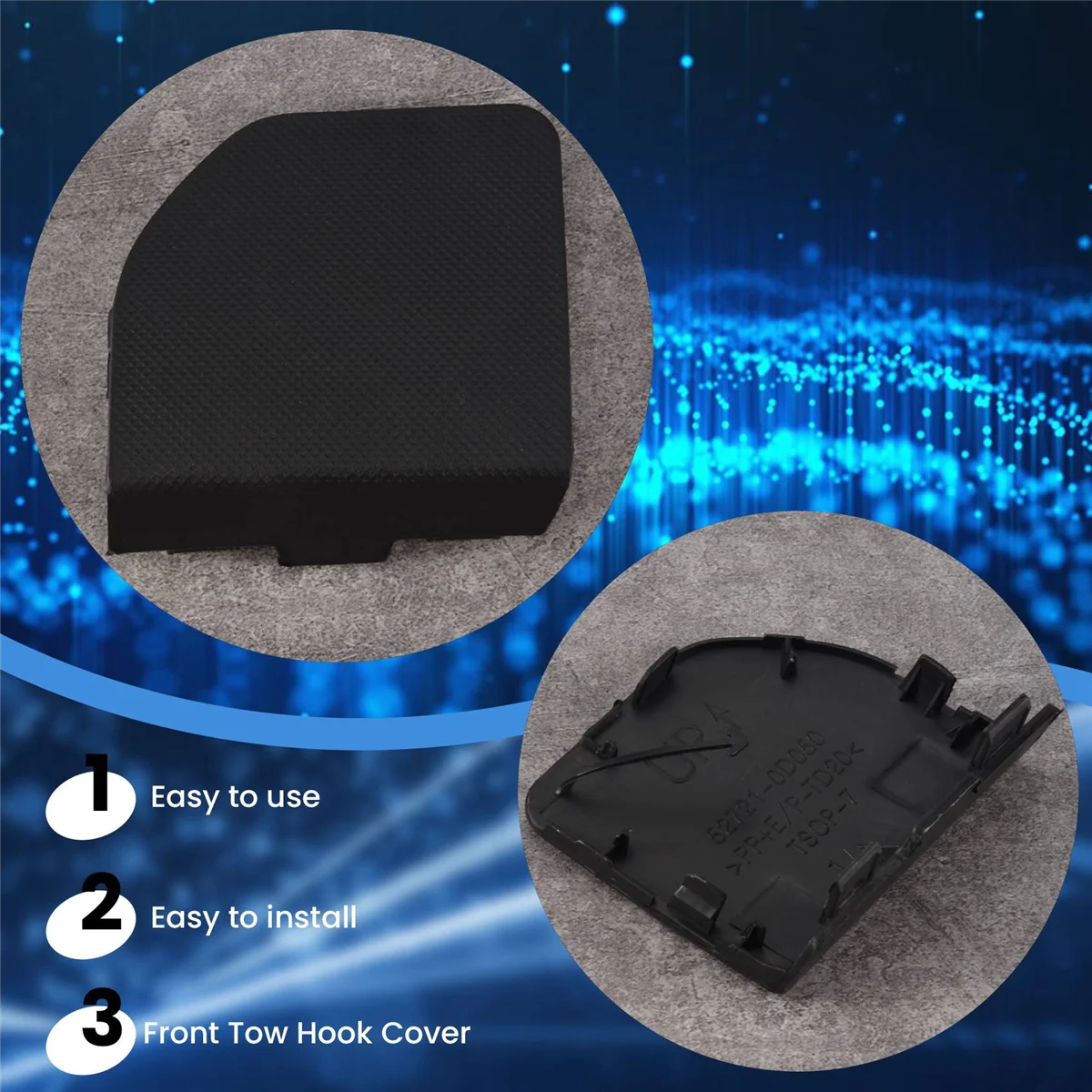 AT77 المصد الأمامي سحب هوك غطاء سحب هوك غطاء مقطورة غطاء لتويوتا فيوس 2014 2015 2016 52721-0D050