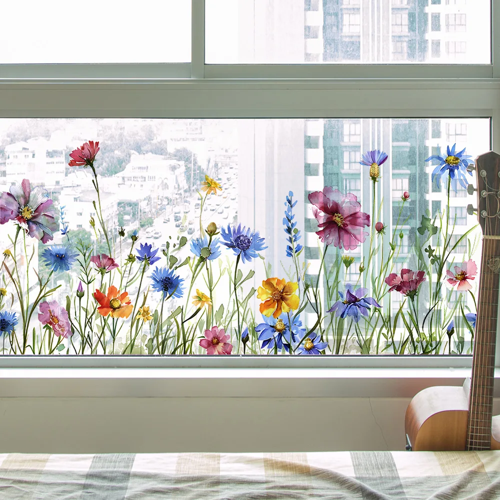 Flower Decorative Vinyl Tile Wall Sticker For Gir Room Decor Adhesive Wallpaper Furniture Sticker Wall Decor Bedroom Accessories