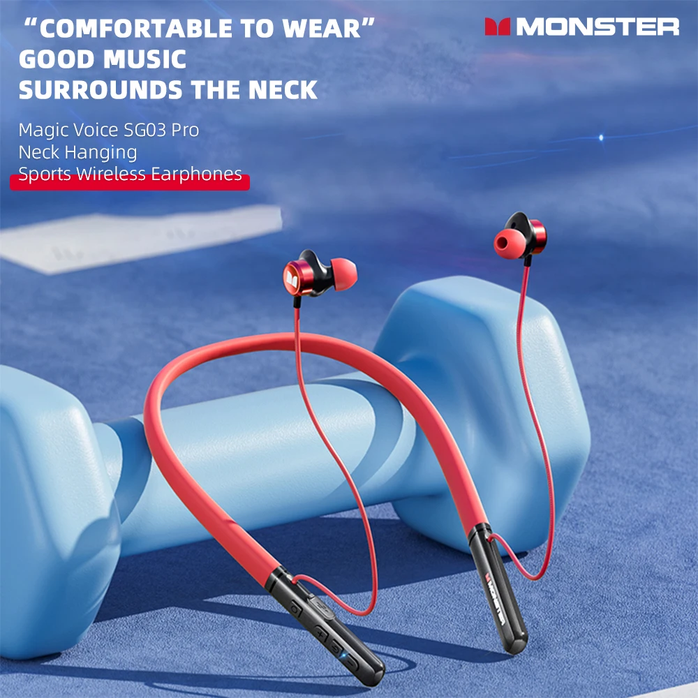 Monster AIRMARS SG03pro الرياضة شريط حول ياقة الملابس سماعة لاسلكية تعمل بالبلوتوث سماعات الثقيلة باس الموسيقى سماعة الألعاب HD دعوة سماعات ستيريو