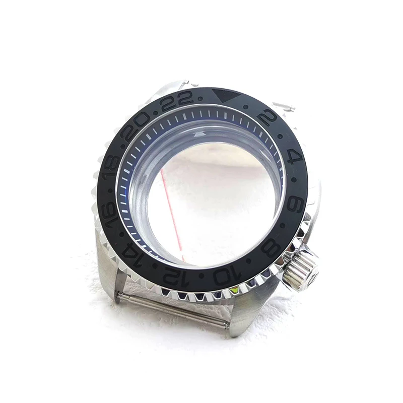 

42mm NH35 Silver Bilayer Dome Sapphire Glass Case Fits NH35 NH36 4R 7S Movement 28.5mm Dial With Bezel Insert Watch Cases Refit