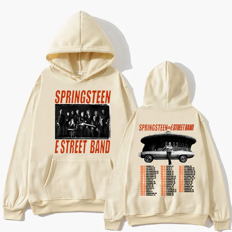 

Bruce Springsteen and E Street Rock Band 2024 Tour Hoodie Men Women Vintage Hip Hop Oversized Long Sleeve Warm Casual Pullover