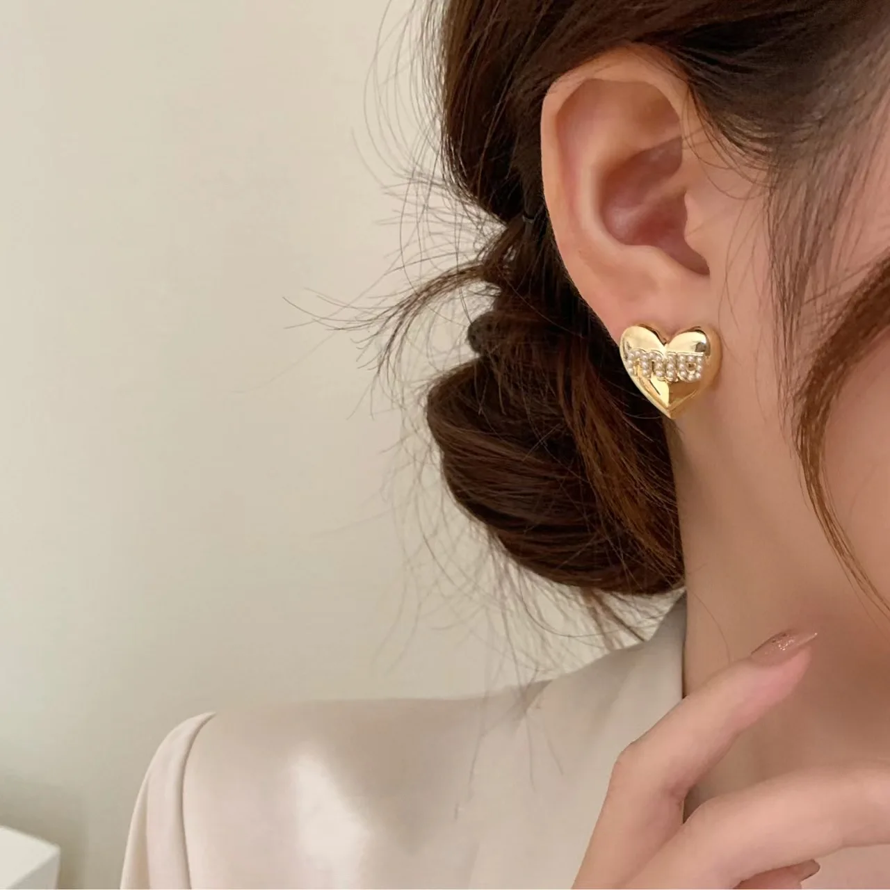 Pendientes de gota con forma de corazón para mujer, aretes de oro, Ópalo rosa, tendencia, 2024