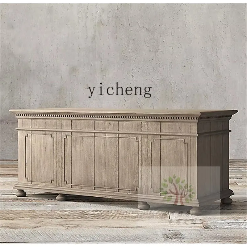 Retro Distressed Oak Desk Simple Desk Solid Wood Computer Desk