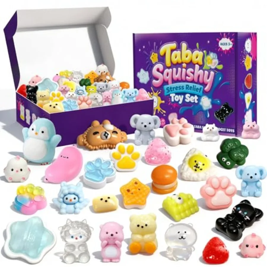

New product tasting price 30Pcs Mini Taba Squishies Kit Fidget Toys, Include Mini Taba Squishies Pack with 24 Easter Cards, Kaw