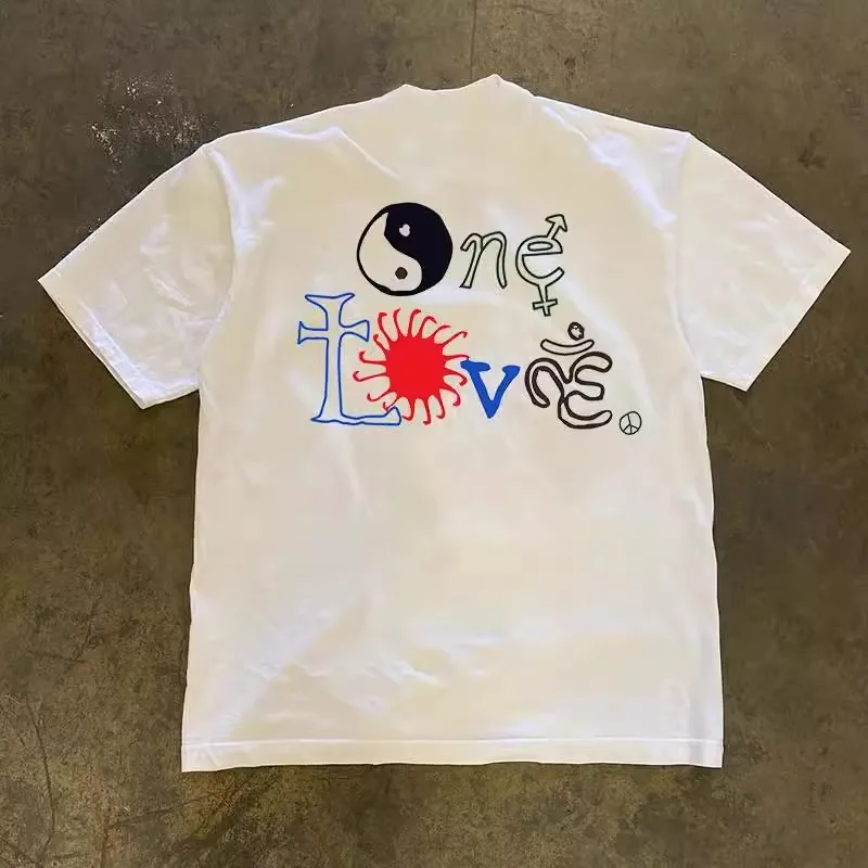 

Xiao Chen Story Multi 260g Heavyweight Pure Cotton Oversize Short Sleeve T-Shirt Simple Letter Design Comfortable Casual Wear