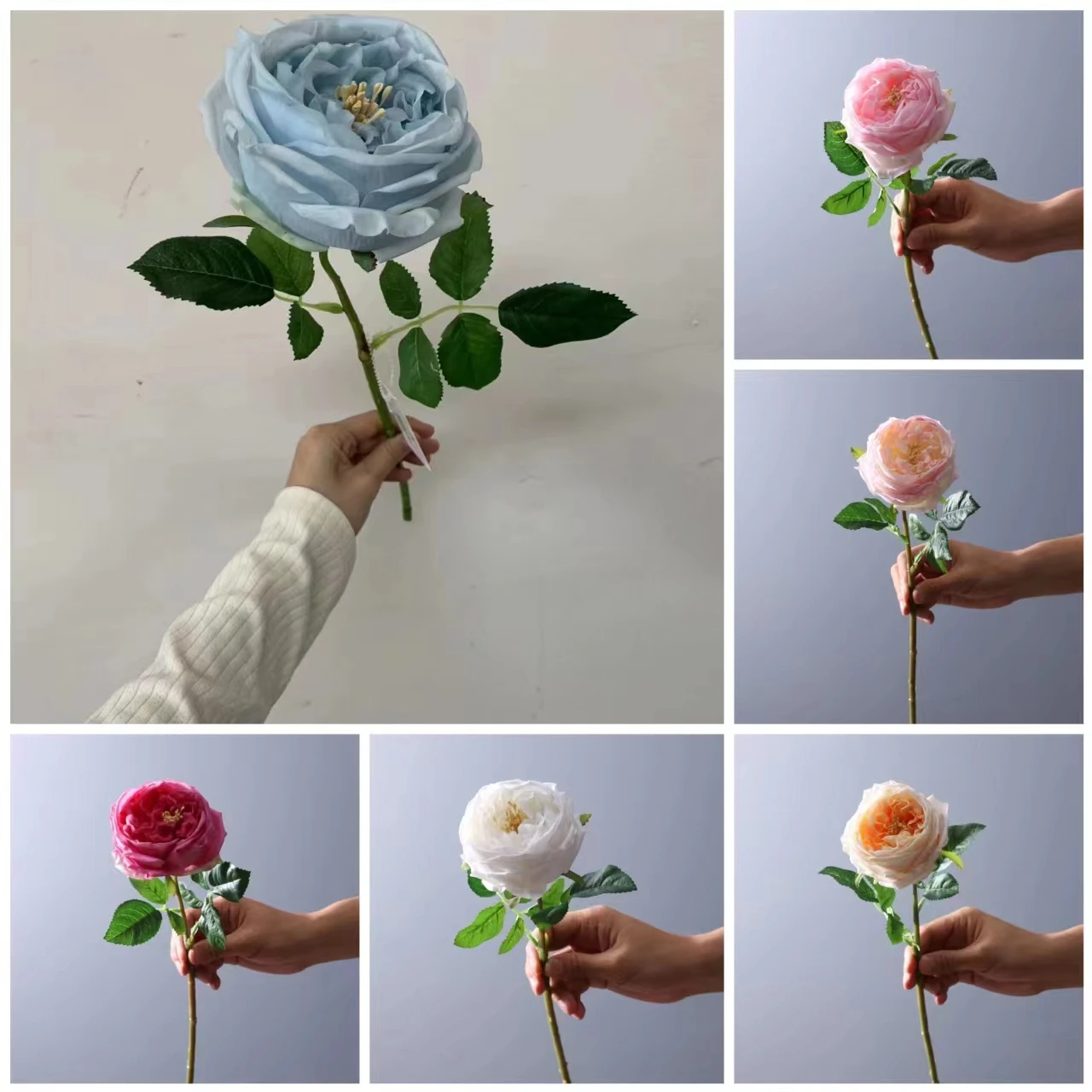 10PCS/5PCS Simulated wet feeling of flowers, high-end Austin rose wedding decoration, flower photography props